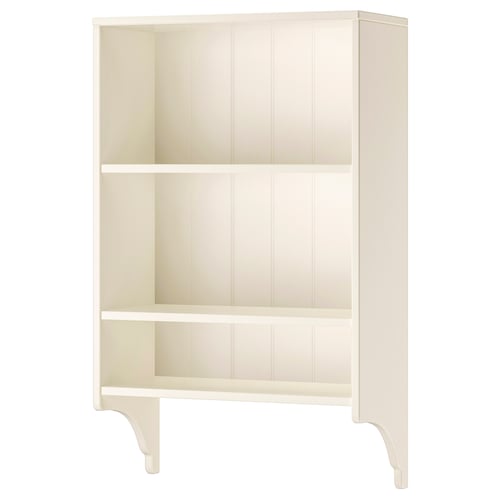 TORNVIKEN white wall shelf, rectangular, three sections, curved legs, wooden & plastic.