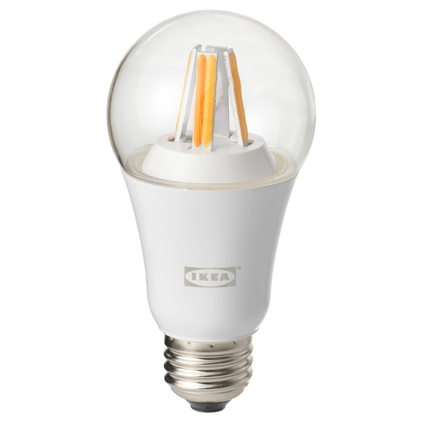 TRÅDFRI LED bulb E26 806 lumen wireless dimmable white spectrum, white spectrum globe clear IKEA