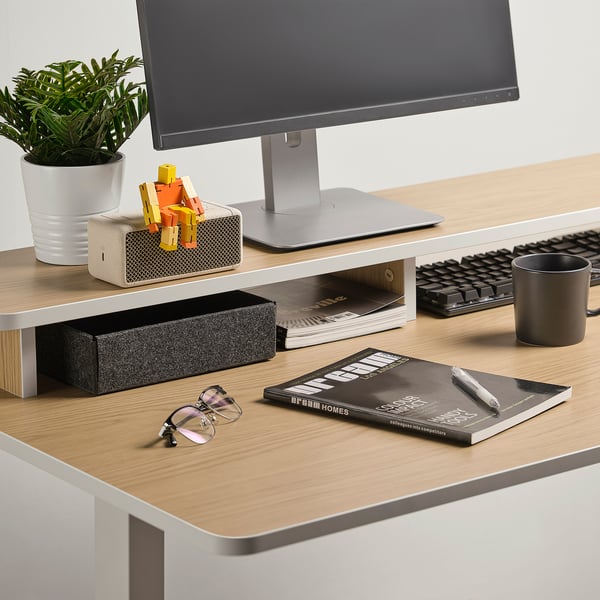 TRAVSPORT Desk sit/stand, electric oak effect/beige, 120x70 cm