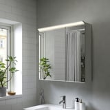 TREASJÖN Mirror cab 2 door/built-in lighting, 80x17x75 cm
