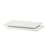 Two white TROFAST shelves, rectangular, plain design, made of particleboard.