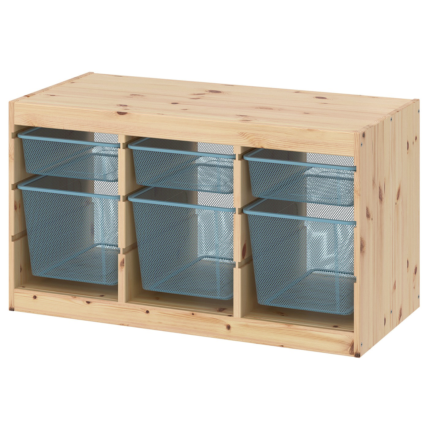 TROFAST storage combination with boxes, light white stained pine