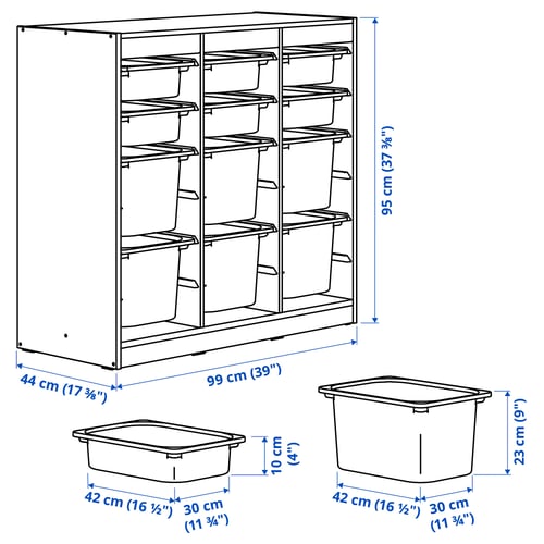 TROFAST Storage combination with boxes, room divider/white lilac, 99x44x95 cm
