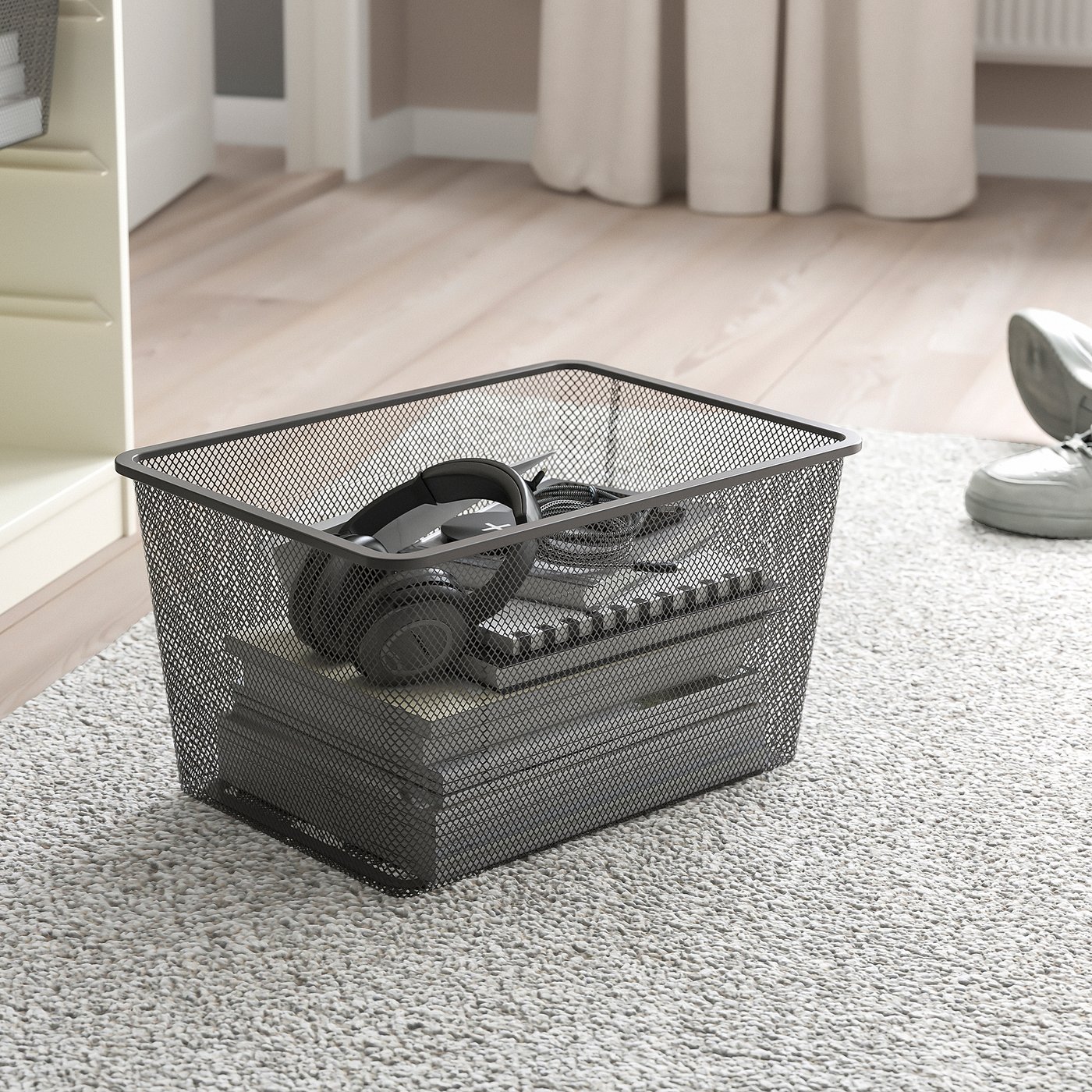TROFAST storage combination with boxes, white/dark grey, 99x44x56