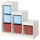 TROFAST Storage combination with boxes, white light blue/red, 99x44x95 cm
