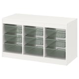 TROFAST Storage combination with boxes, white/light green-grey, 99x44x56 cm