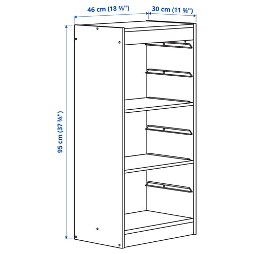 Illustration with measurements for the product: TROFAST.