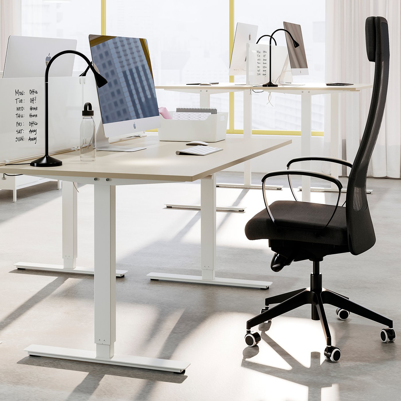 TROTTEN desk sit/stand, beige/white, 160x80 cm - IKEA