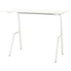 Depicts a white TROTTEN sit-stand desk with a rectangular tabletop and four angled legs.