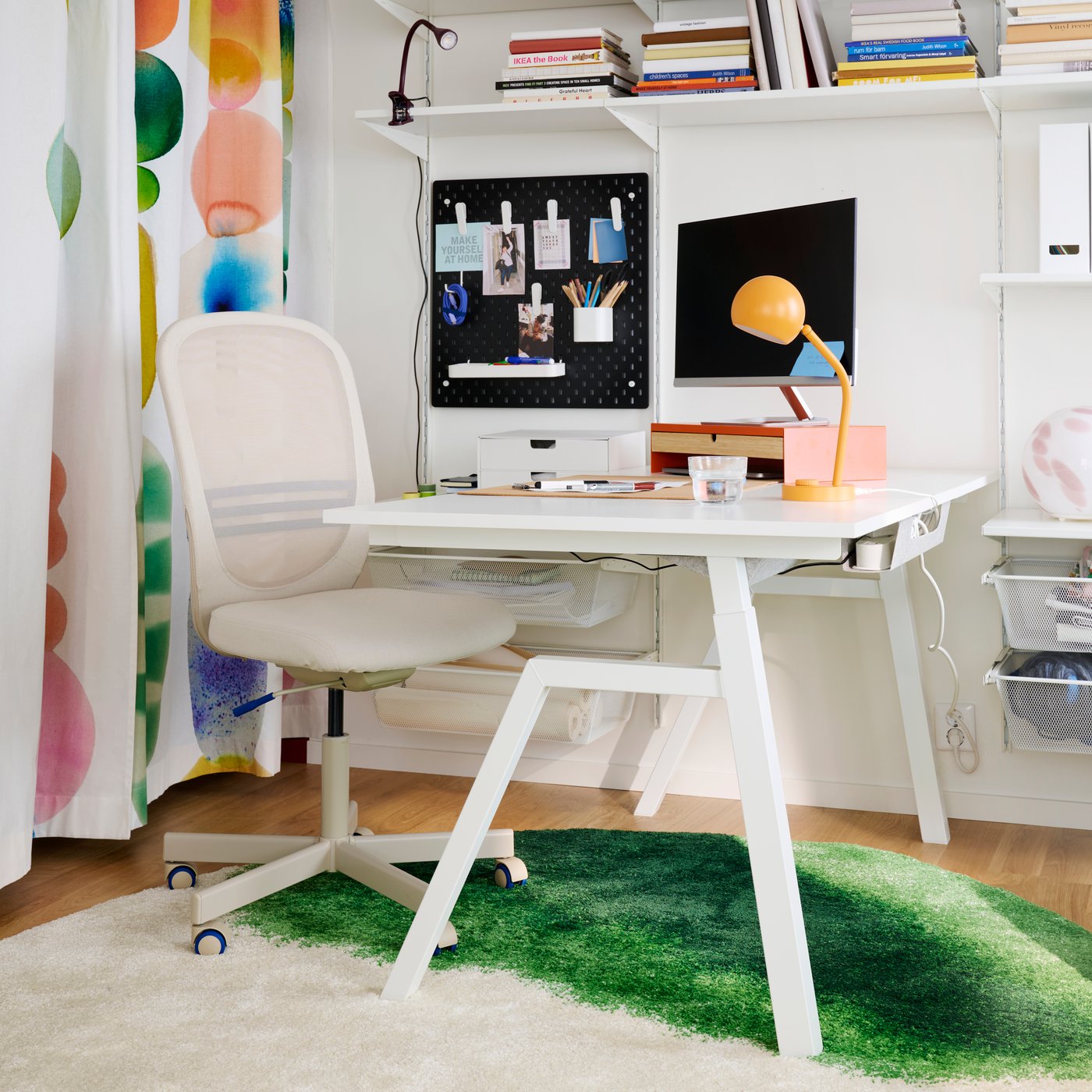 TROTTEN desk sit/stand, electric/white, 160x80 cm - IKEA
