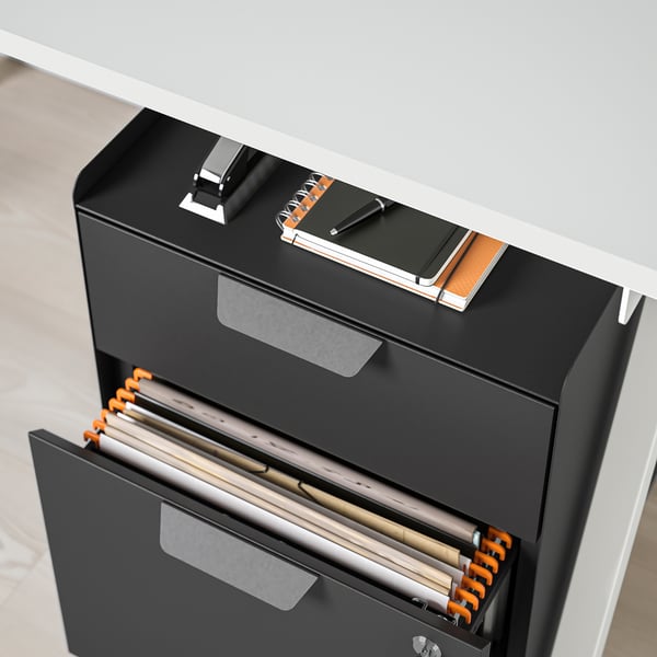 TROTTEN Drawer unit w 2 drawers on castors, anthracite