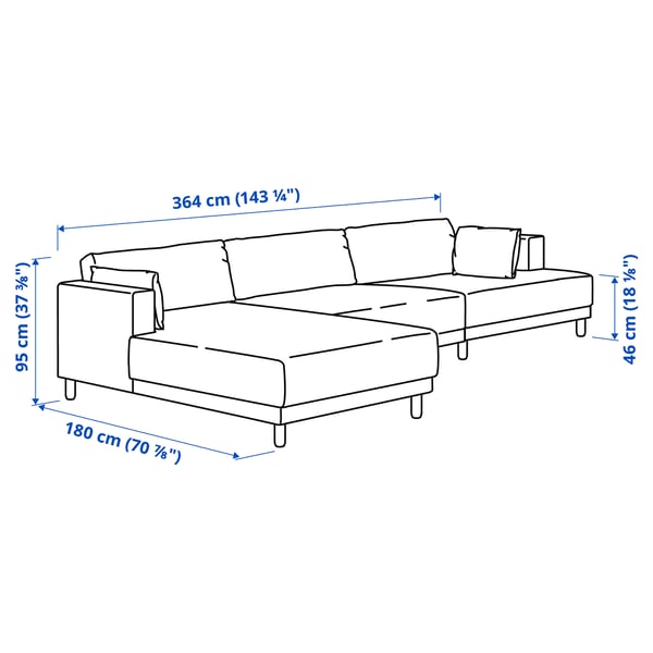 UPPÅKRA 4,5-seat modular sofa, with chaise longue, left/Johanneshov dark grey