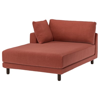 UPPÅKRA Chaise longue module, with armrest left/Samsala brown-red