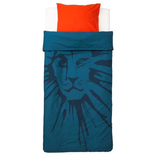 Urskog Quilt Cover And Pillowcase Lion Dark Blue 150x0 50x60 Cm Ikea