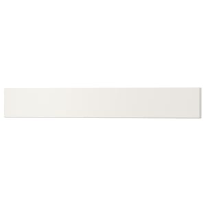 A white UTRUSTA drawer front made of acrylic-painted fibreboard. Its rectangular with smooth, clean edges and a modern design.