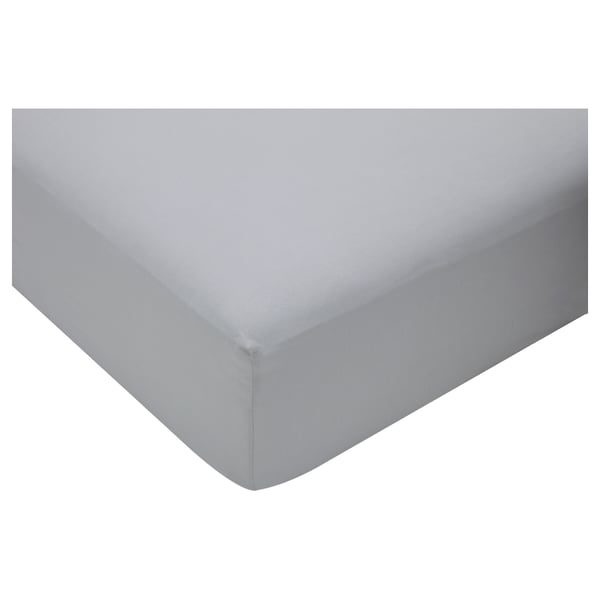 VÄGTISTEL Fitted sheet, light grey, 90x200 cm