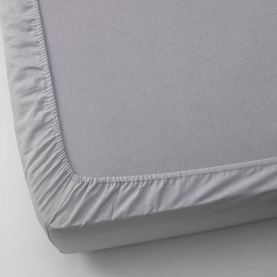 VÄGTISTEL Fitted sheet, light grey, 90x200 cm