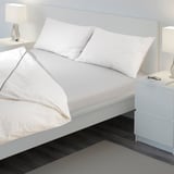 VÄGTISTEL Fitted sheet, light grey, 140x200 cm