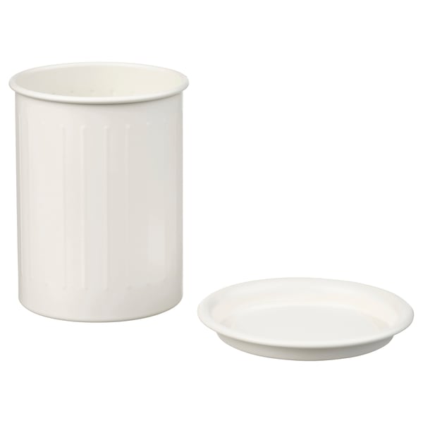 VÄLVÅRDAD Cutlery stand, white/galvanised, 13 cm