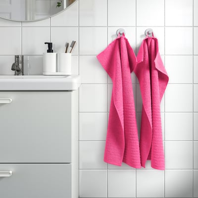 VÅGSJÖN Hand towel, bright pink, 40x70 cm