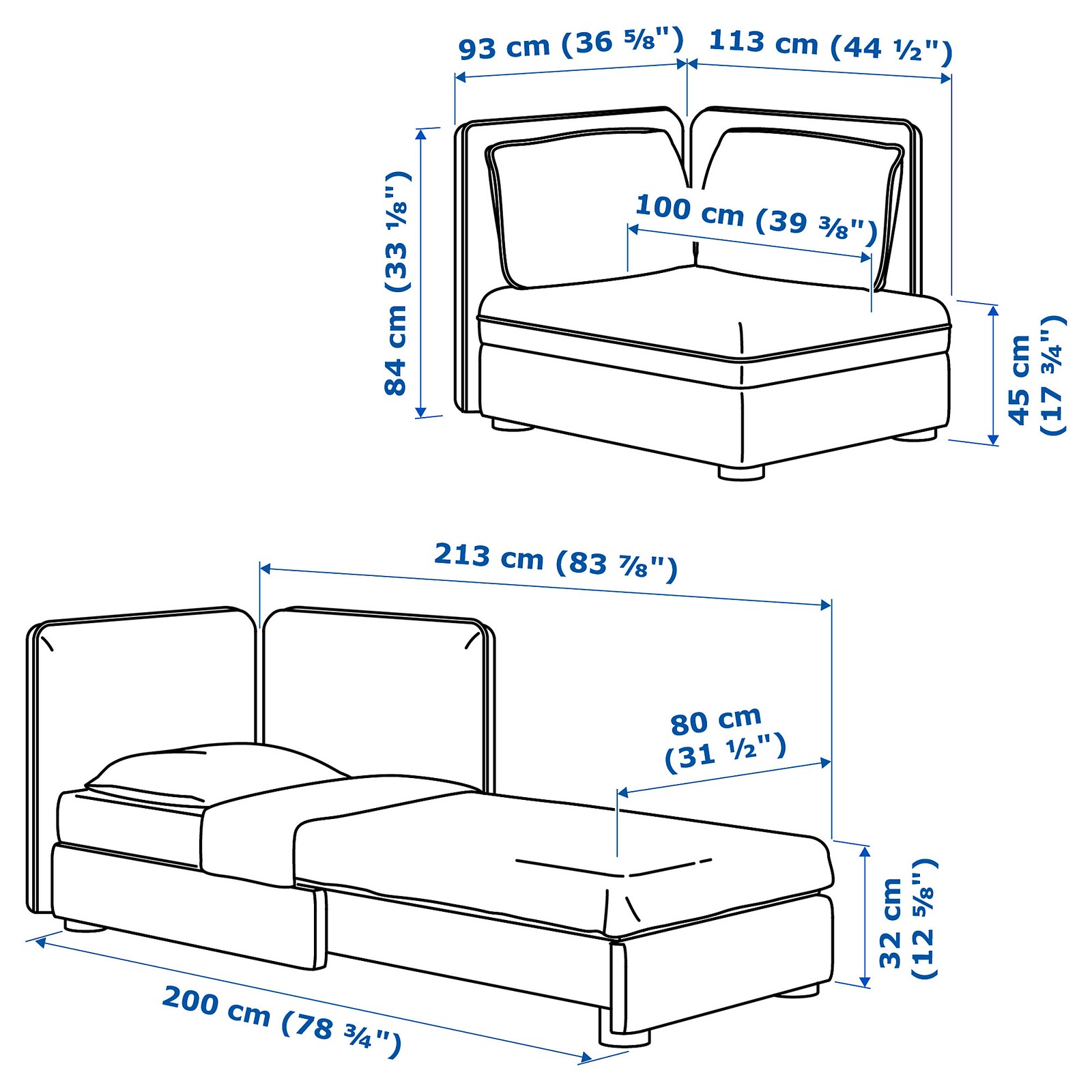 VALLENTUNA Sofabed module with backrests Hillared beige IKEA