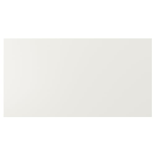 Image white VEDDINGE kitchen cabinets. Sleek, modern design. Made from fibreboard, smooth and easy to clean.