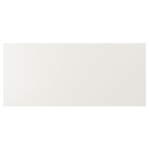 White VEDDINGE kitchen cabinets, sleek, rectangular, modern design, smooth finish.