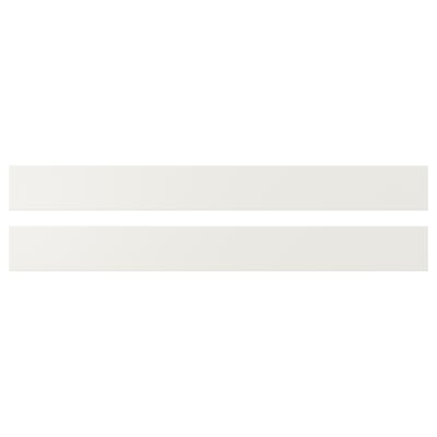 White VEDDINGE kitchen cabinet fronts, smooth and sleek, modern design, made from fibreboard with polyurethane and acrylic paint.