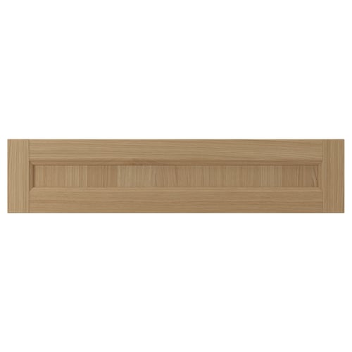 VEDHAMN oak-wood cabinet drawer, natural grain, rectangular design.