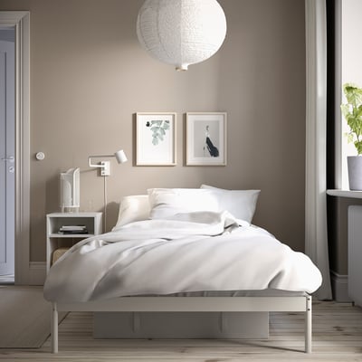 VEVELSTAD Bed frame, white, 120x200 cm