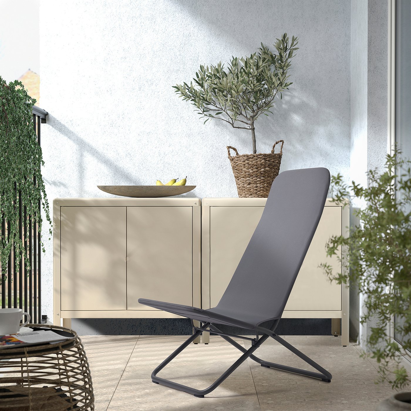 OLD IKEA PS VAGO イケア ヴァーゴ イージーチェア 屋外用 椅子 VIGGSÖ lounge chair, outdoor, foldable dark grey - IKEA