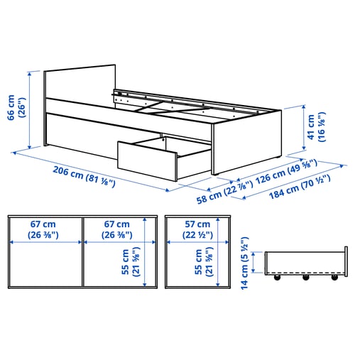 Illustration with measurements for the product: VIHALS.