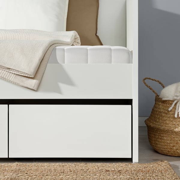 VIHALS Day-bed with storage/1 mattress, white/Ånnfjället super firm, 80x200 cm