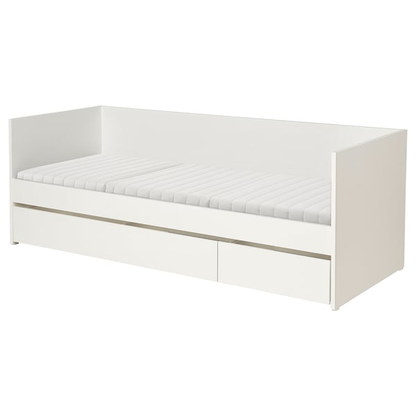 VIHALS Day-bed with storage/1 mattress, white/Ånnfjället super firm, 80x200 cm