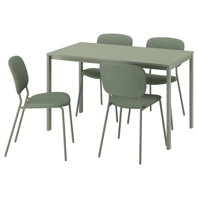 VIHALS / VIHALS Table and 4 chairs, green green/green Tibbleby grey-green, 125x74 cm
