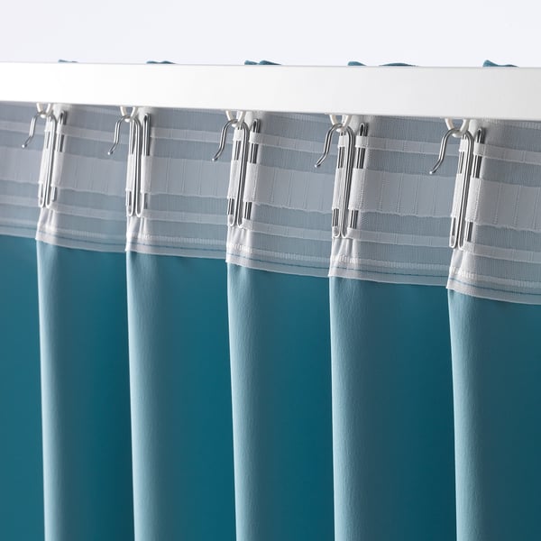 VILBORG Curtains, 1 pair - turquoise - IKEA