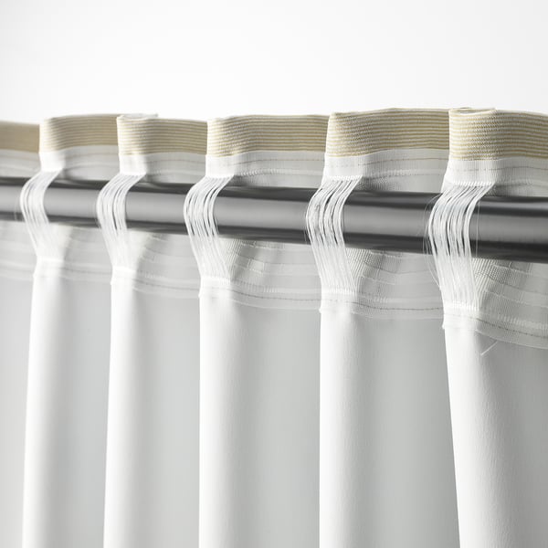 VILBORG Room darkening curtains, 1 pair, beige/with heading tape, 145x178 cm