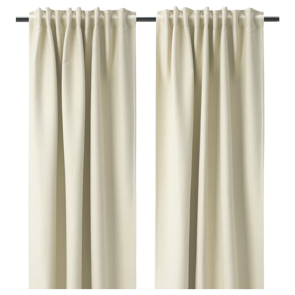 VILBORG Room darkening curtains, 1 pair, beige/with heading tape, 145x178 cm