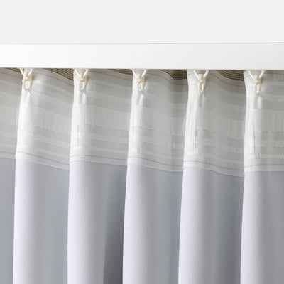 VILBORG Room darkening curtains, 1 pair, beige/with heading tape, 145x178 cm