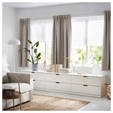 VILBORG Room darkening curtains, 1 pair, dark grey-beige/with heading tape, 145x135 cm