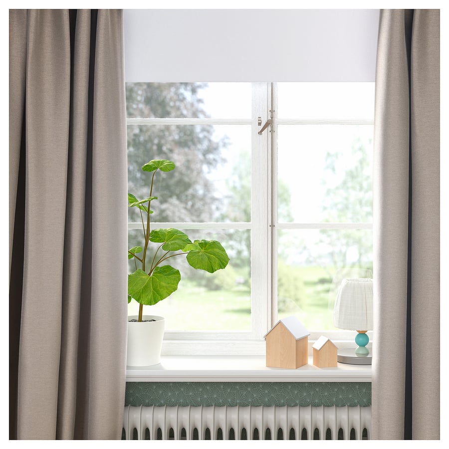 room darkening curtains, 1 pair, dark greybeige, 145x200 cm IKEA