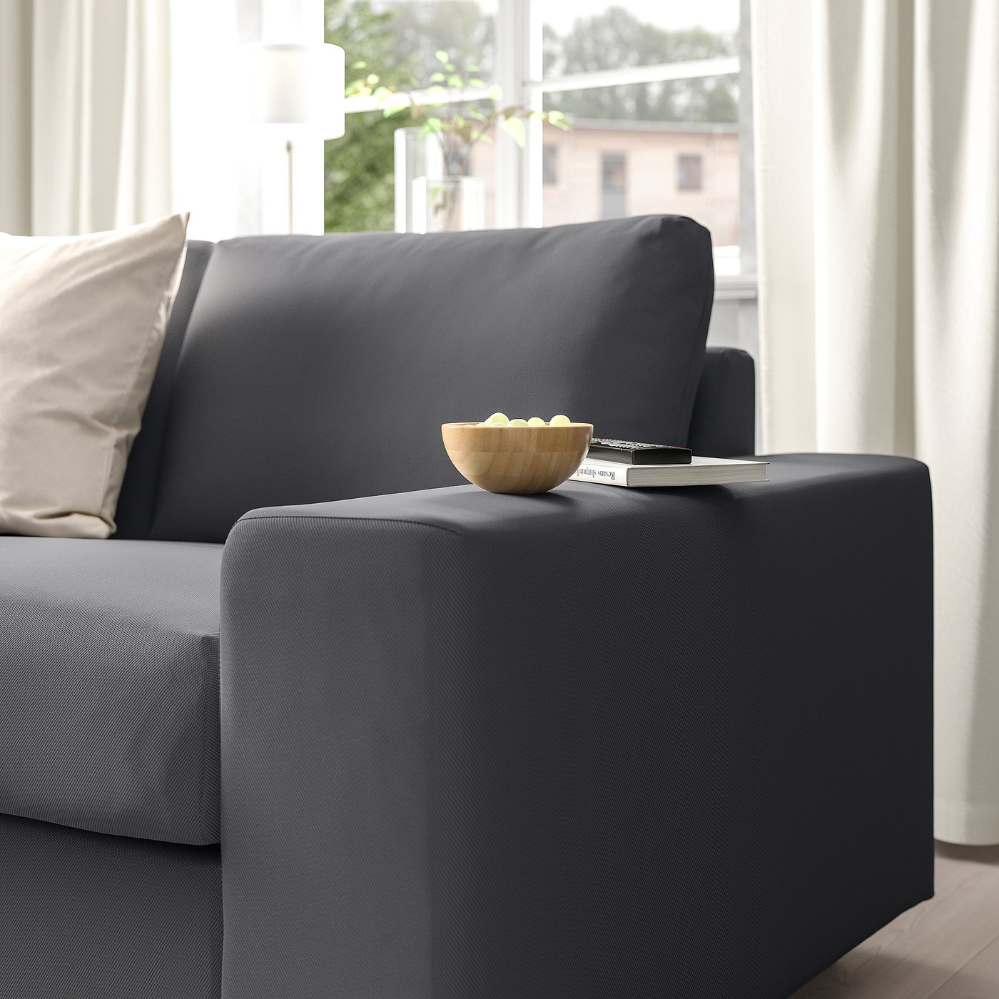 VIMLE 2-seat sofa, with wide armrests/Hallarp grey - IKEA