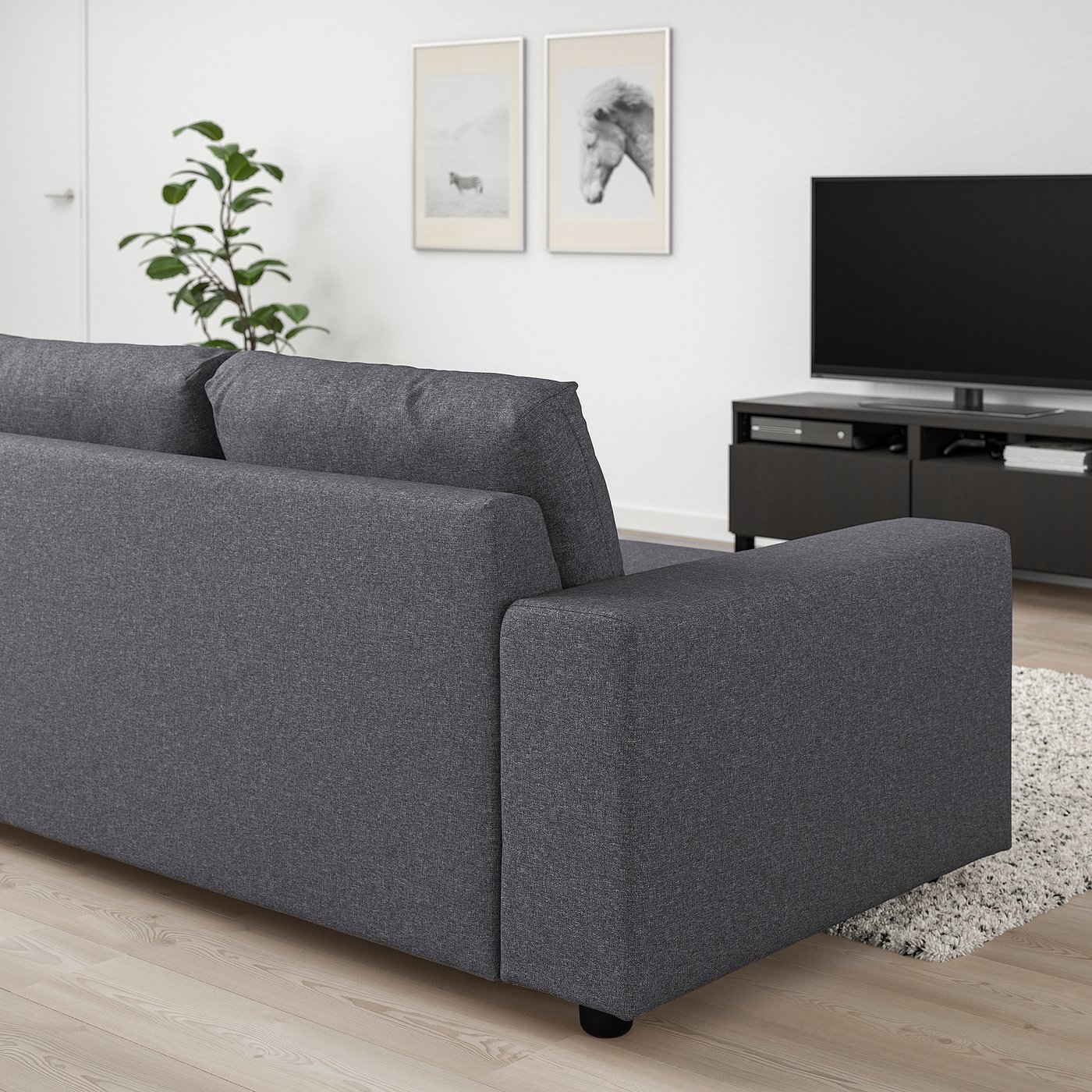 IKEA VIMLE コーナーソファ グレー VIMLE corner sofa, 4-seat, with wide armrests/Gunnared medium grey