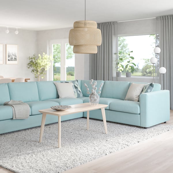 VIMLE Corner sofa, 5-seat, Saxemara light blue