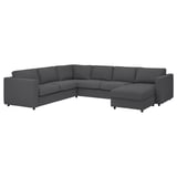 VIMLE Cvr crnr sofa, 5-seat w chaise lng, Hallarp grey