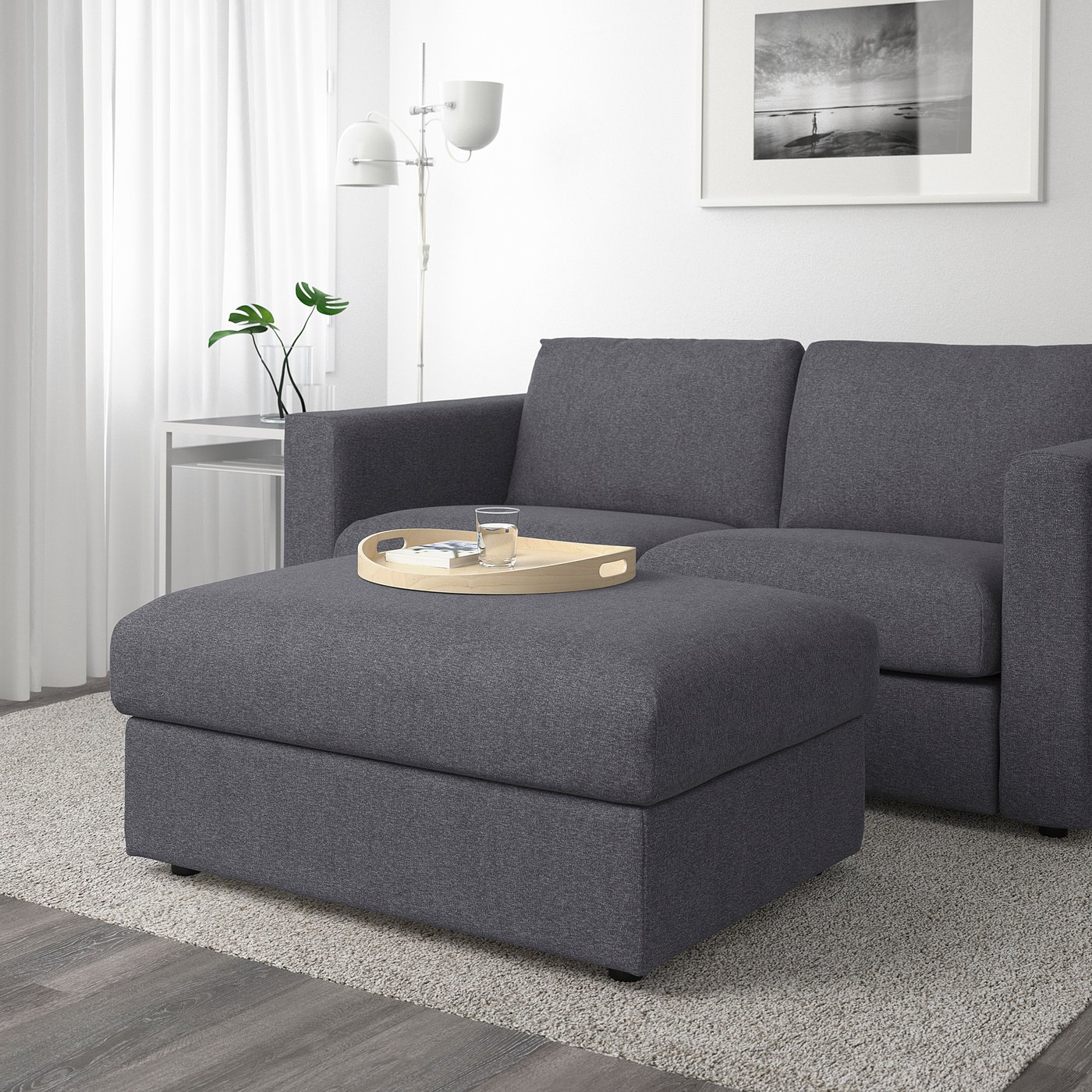 VIMLE footstool with storage, Gunnared medium grey - IKEA