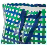 VINTERFINT Carrier bag, large, green blue/check, 57x37x39 cm/71 l