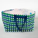 VINTERFINT Carrier bag, large, green blue/check, 57x37x39 cm/71 l