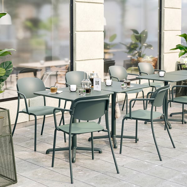 VISINGSÖ / VISINGSÖ Table and 2 chairs, outdoor deep green/deep green Kuddarna light grey-beige, 70x70 cm