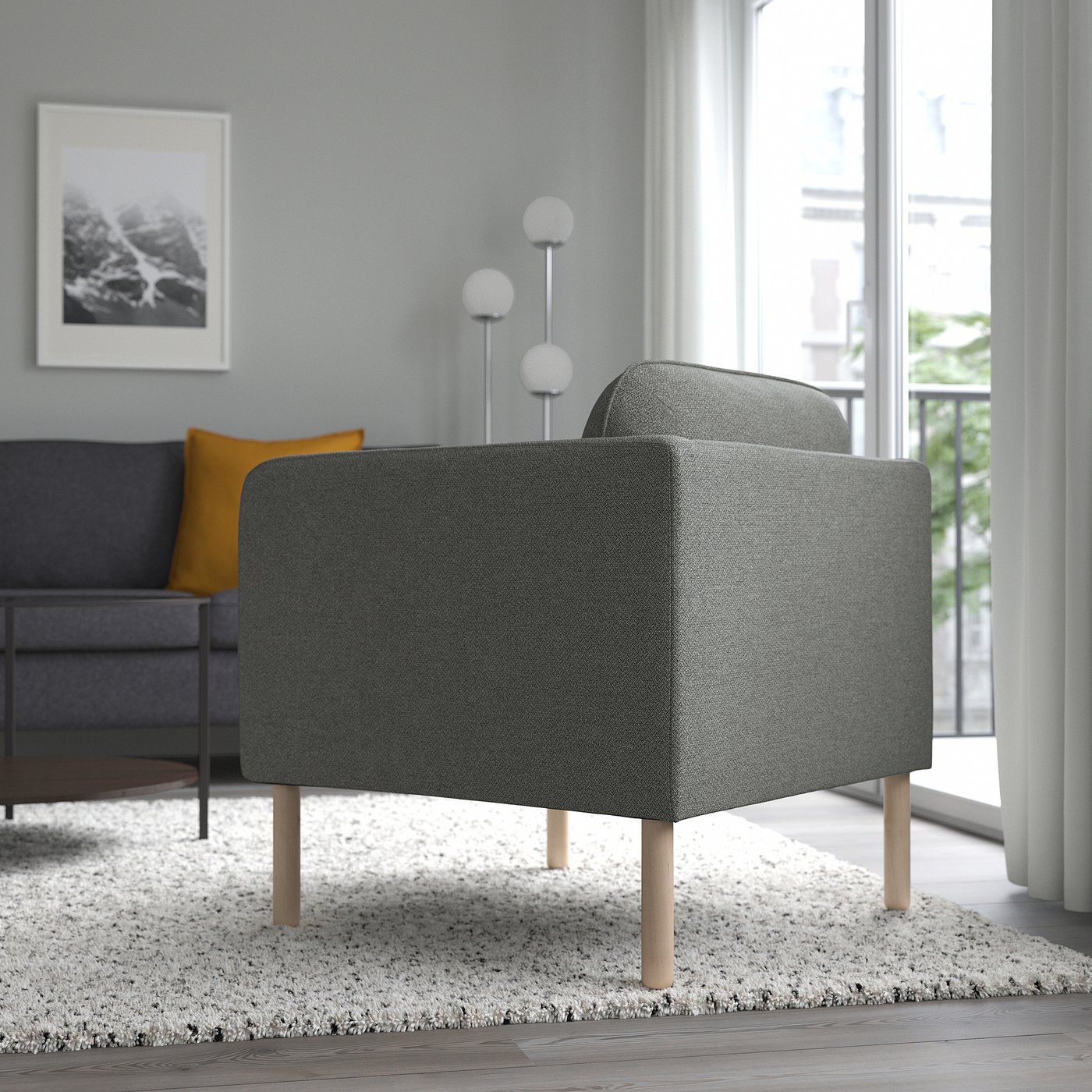 VISKABACKA armchair, Skartofta black/light grey - IKEA